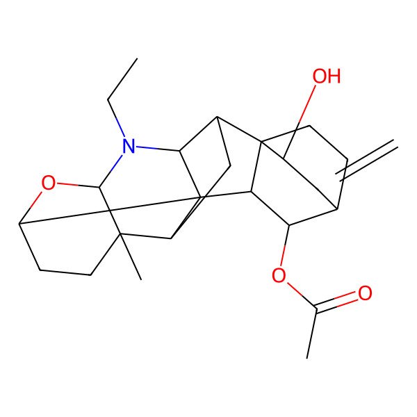 2D Structure of [(1R,2R,4S,5R,8S,10R,12R,13R,14R,15S,16S,18S)-11-ethyl-18-hydroxy-5-methyl-17-methylidene-9-oxa-11-azaheptacyclo[14.2.2.01,14.02,12.04,13.05,10.08,13]icosan-15-yl] acetate