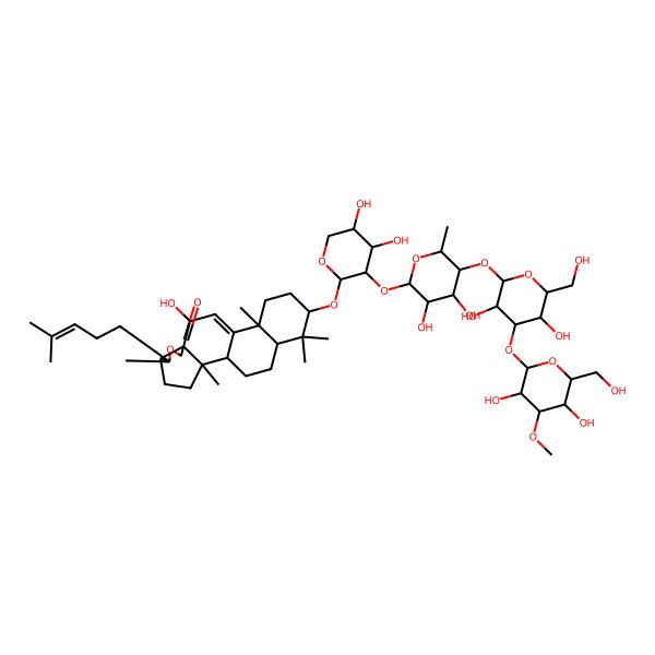 2D Structure of 16-[3-[5-[4-[3,5-Dihydroxy-6-(hydroxymethyl)-4-methoxyoxan-2-yl]oxy-3,5-dihydroxy-6-(hydroxymethyl)oxan-2-yl]oxy-3,4-dihydroxy-6-methyloxan-2-yl]oxy-4,5-dihydroxyoxan-2-yl]oxy-10-hydroxy-2,6,13,17,17-pentamethyl-6-(4-methylpent-3-enyl)-7-oxapentacyclo[10.8.0.02,9.05,9.013,18]icos-11-en-8-one
