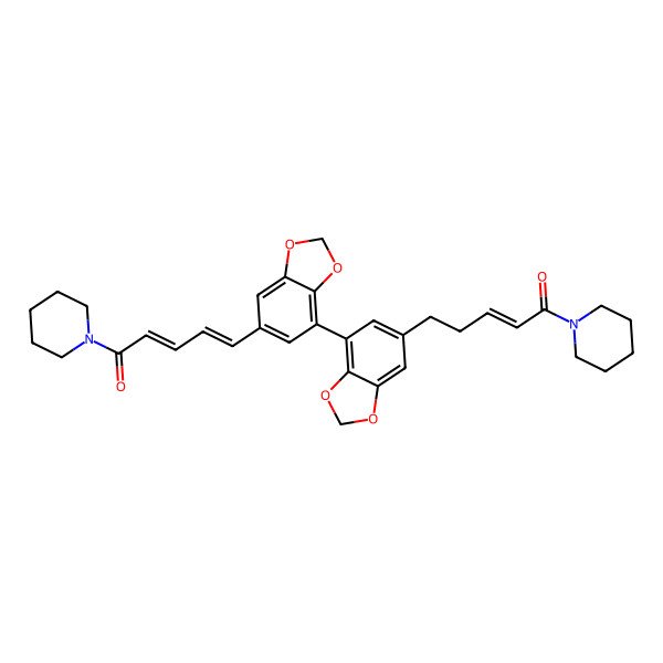 2D Structure of (E)-5-[7-[6-[(1E,3E)-5-oxo-5-piperidin-1-ylpenta-1,3-dienyl]-1,3-benzodioxol-4-yl]-1,3-benzodioxol-5-yl]-1-piperidin-1-ylpent-2-en-1-one
