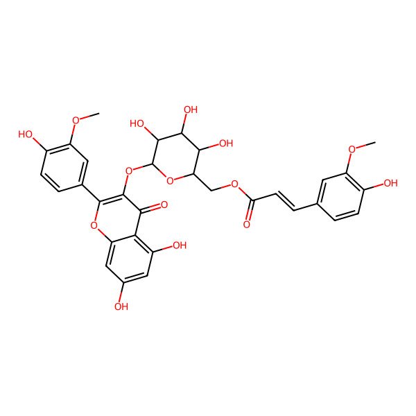 2D Structure of [6-[5,7-Dihydroxy-2-(4-hydroxy-3-methoxyphenyl)-4-oxochromen-3-yl]oxy-3,4,5-trihydroxyoxan-2-yl]methyl 3-(4-hydroxy-3-methoxyphenyl)prop-2-enoate