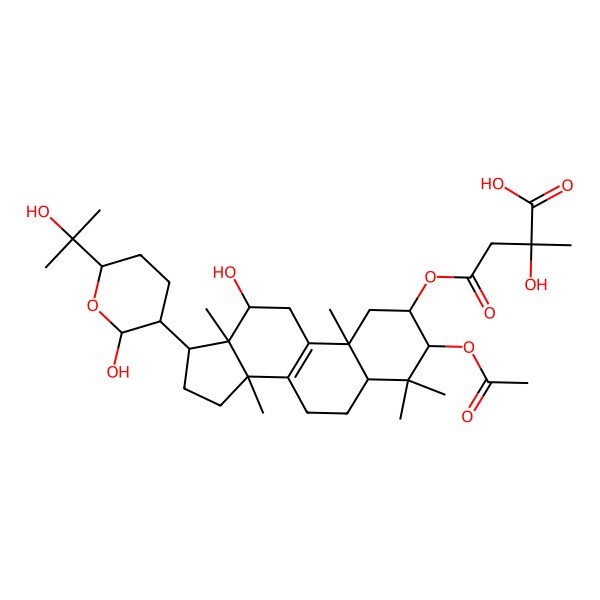 2D Structure of (2S)-4-[[(2R,3R,5R,10S,12S,13R,14S,17R)-3-acetyloxy-12-hydroxy-17-[(2S,3R,6S)-2-hydroxy-6-(2-hydroxypropan-2-yl)oxan-3-yl]-4,4,10,13,14-pentamethyl-2,3,5,6,7,11,12,15,16,17-decahydro-1H-cyclopenta[a]phenanthren-2-yl]oxy]-2-hydroxy-2-methyl-4-oxobutanoic acid