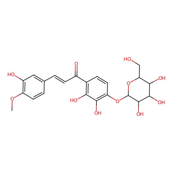 2D Structure of 1-[2,3-Dihydroxy-4-[3,4,5-trihydroxy-6-(hydroxymethyl)oxan-2-yl]oxyphenyl]-3-(3-hydroxy-4-methoxyphenyl)prop-2-en-1-one