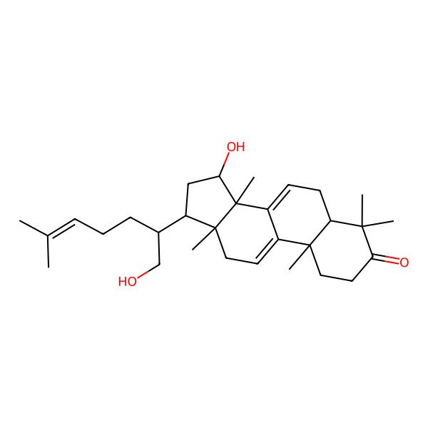 2D Structure of 15-Hydroxy-17-(1-hydroxy-6-methylhept-5-en-2-yl)-4,4,10,13,14-pentamethyl-1,2,5,6,12,15,16,17-octahydrocyclopenta[a]phenanthren-3-one