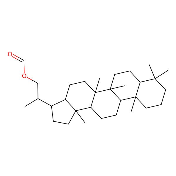 2D Structure of [(2S)-2-[(3S,3aS,5aR,5bR,7aS,11aS,11bR,13aR,13bS)-5a,5b,8,8,11a,13b-hexamethyl-1,2,3,3a,4,5,6,7,7a,9,10,11,11b,12,13,13a-hexadecahydrocyclopenta[a]chrysen-3-yl]propyl] formate