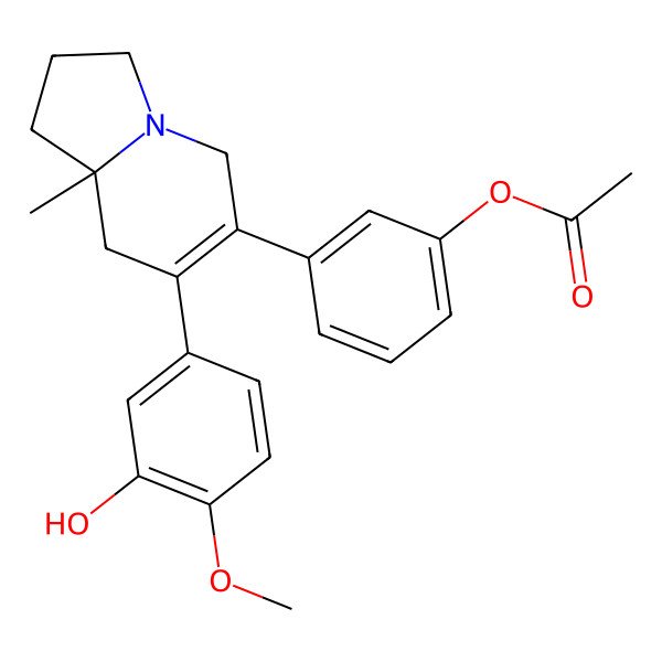 2D Structure of [3-[(8aS)-7-(3-hydroxy-4-methoxyphenyl)-8a-methyl-2,3,5,8-tetrahydro-1H-indolizin-6-yl]phenyl] acetate