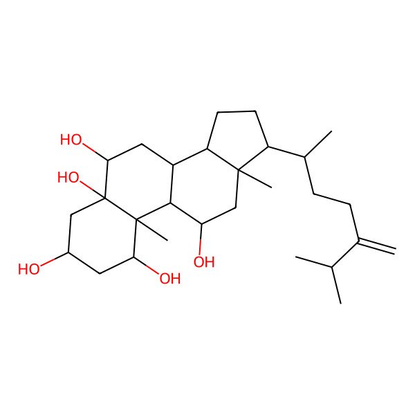 2D Structure of (1R,3S,5R,6S,8S,9S,10S,11R,13R,14S,17R)-10,13-dimethyl-17-[(2R)-6-methyl-5-methylideneheptan-2-yl]-1,2,3,4,6,7,8,9,11,12,14,15,16,17-tetradecahydrocyclopenta[a]phenanthrene-1,3,5,6,11-pentol