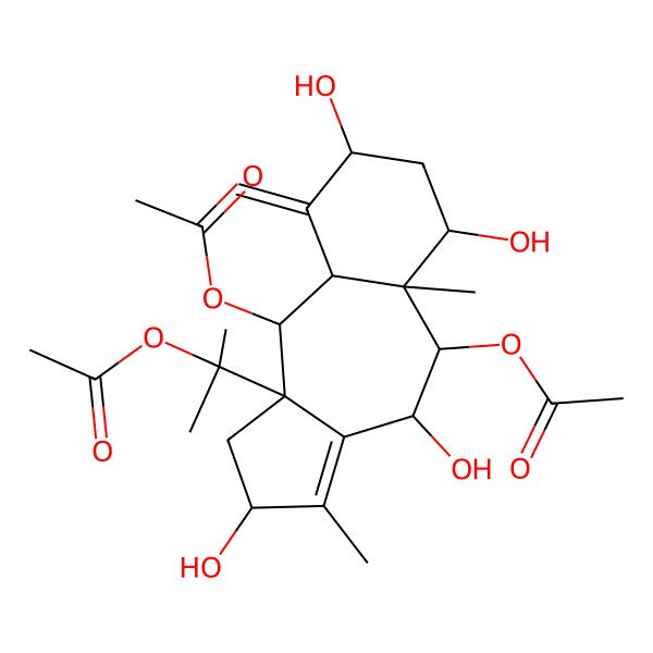 2D Structure of [5-acetyloxy-10a-(2-acetyloxypropan-2-yl)-2,4,6,8-tetrahydroxy-3,5a-dimethyl-9-methylidene-2,4,5,6,7,8,9a,10-octahydro-1H-benzo[f]azulen-10-yl] acetate