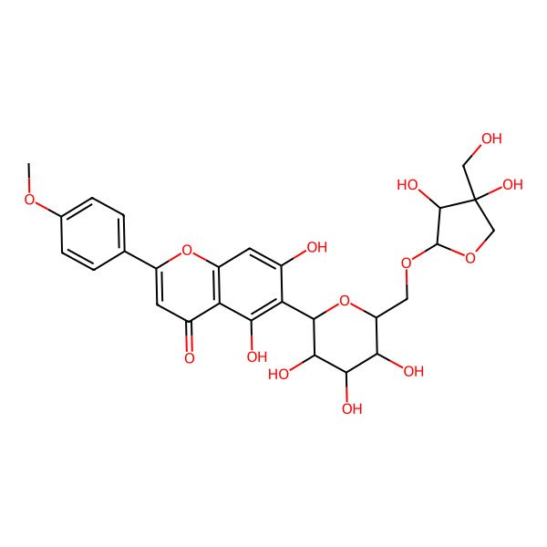 2D Structure of 6-[(2S,3S,4R,5R,6S)-6-[[(2R,3S,4R)-3,4-dihydroxy-4-(hydroxymethyl)oxolan-2-yl]oxymethyl]-3,4,5-trihydroxyoxan-2-yl]-5,7-dihydroxy-2-(4-methoxyphenyl)chromen-4-one
