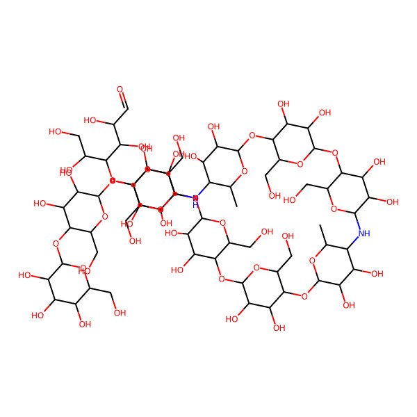 2D Structure of 4-[5-[5-[5-[5-[[5-[5-[5-[[5-[3,4-Dihydroxy-6-(hydroxymethyl)-5-[3,4,5-trihydroxy-6-(hydroxymethyl)oxan-2-yl]oxyoxan-2-yl]oxy-3,4-dihydroxy-6-(hydroxymethyl)oxan-2-yl]amino]-3,4-dihydroxy-6-methyloxan-2-yl]oxy-3,4-dihydroxy-6-(hydroxymethyl)oxan-2-yl]oxy-3,4-dihydroxy-6-(hydroxymethyl)oxan-2-yl]amino]-3,4-dihydroxy-6-methyloxan-2-yl]oxy-3,4-dihydroxy-6-(hydroxymethyl)oxan-2-yl]oxy-3,4-dihydroxy-6-(hydroxymethyl)oxan-2-yl]oxy-3,4-dihydroxy-6-(hydroxymethyl)oxan-2-yl]oxy-2,3,5,6-tetrahydroxyhexanal