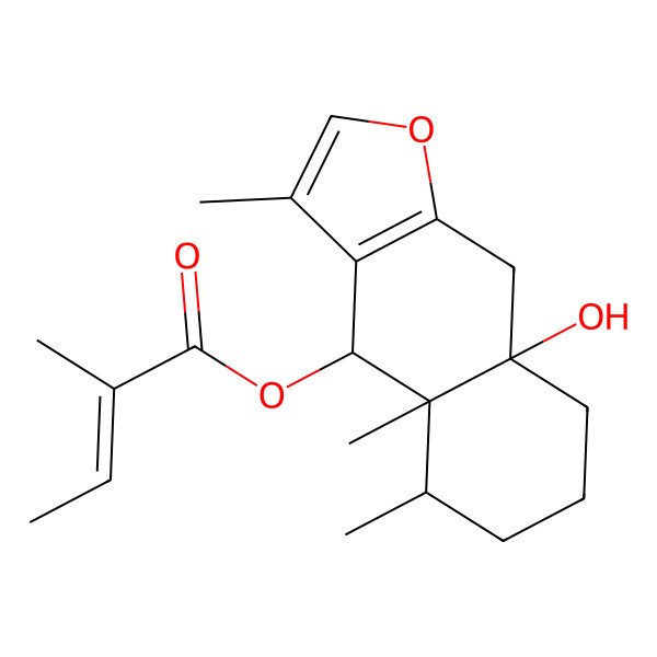 2D Structure of [(4S,4aS,5S,8aS)-8a-hydroxy-3,4a,5-trimethyl-4,5,6,7,8,9-hexahydrobenzo[f][1]benzofuran-4-yl] (E)-2-methylbut-2-enoate