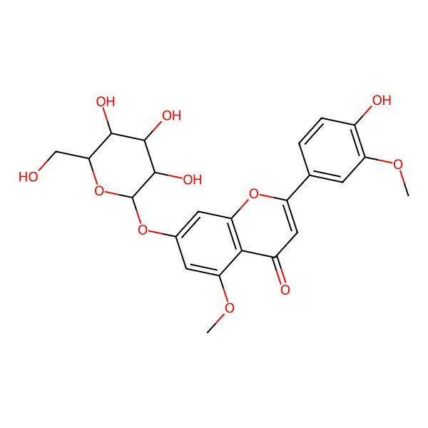 2D Structure of 2-(4-Hydroxy-3-methoxyphenyl)-5-methoxy-7-[3,4,5-trihydroxy-6-(hydroxymethyl)oxan-2-yl]oxychromen-4-one