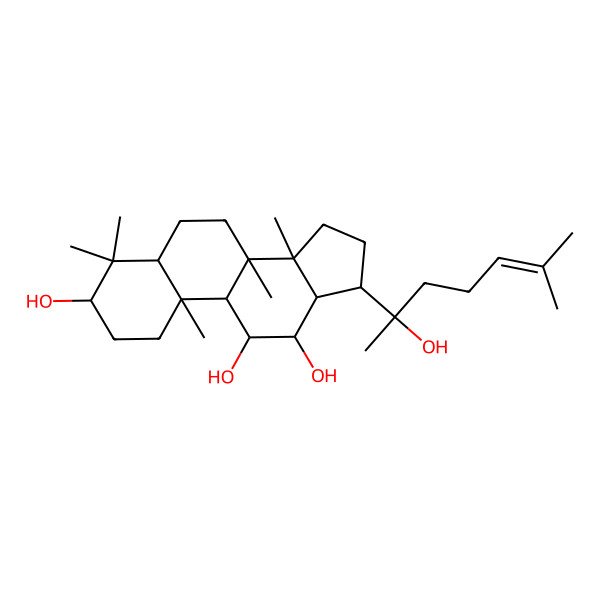 2D Structure of 17-(2-hydroxy-6-methylhept-5-en-2-yl)-4,4,8,10,14-pentamethyl-2,3,5,6,7,9,11,12,13,15,16,17-dodecahydro-1H-cyclopenta[a]phenanthrene-3,11,12-triol