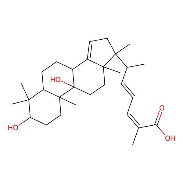 2D Structure of (2E,4Z,6R)-6-[(3R,5S,8S,9R,10S,13S,17S)-3,9-dihydroxy-4,4,10,13,17-pentamethyl-1,2,3,5,6,7,8,11,12,16-decahydrocyclopenta[a]phenanthren-17-yl]-2-methylhepta-2,4-dienoic acid