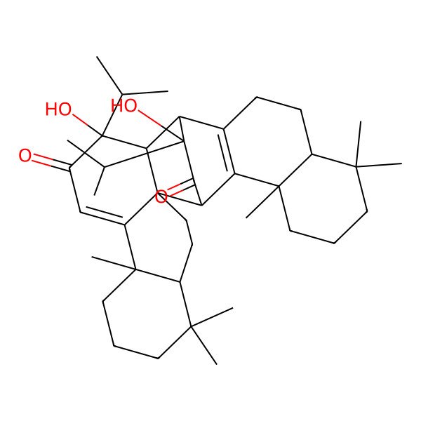 2D Structure of (10S,25S)-14,28-dihydroxy-6,6,10,21,21,25-hexamethyl-14,28-di(propan-2-yl)heptacyclo[14.10.2.02,11.02,15.05,10.017,26.020,25]octacosa-11,17(26)-diene-13,27-dione
