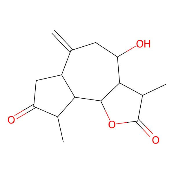 2D Structure of (3S,3aR,4R,6aR,9S,9aR,9bR)-4-hydroxy-3,9-dimethyl-6-methylidene-3a,4,5,6a,7,9,9a,9b-octahydro-3H-azuleno[4,5-b]furan-2,8-dione