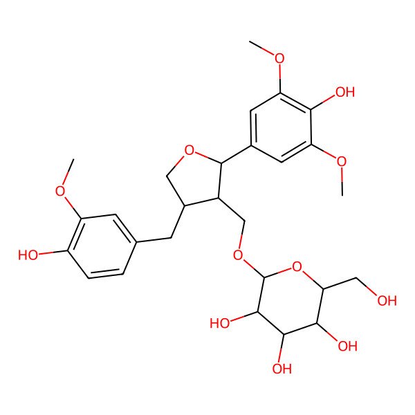 2D Structure of 2-[[2-(4-Hydroxy-3,5-dimethoxyphenyl)-4-[(4-hydroxy-3-methoxyphenyl)methyl]oxolan-3-yl]methoxy]-6-(hydroxymethyl)oxane-3,4,5-triol