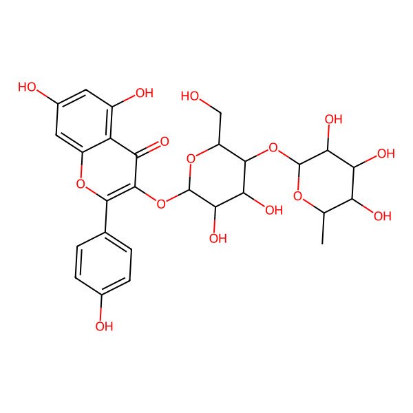 2D Structure of 3-[3,4-Dihydroxy-6-(hydroxymethyl)-5-(3,4,5-trihydroxy-6-methyloxan-2-yl)oxyoxan-2-yl]oxy-5,7-dihydroxy-2-(4-hydroxyphenyl)chromen-4-one