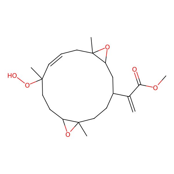 2D Structure of methyl 2-[(1R,3R,6S,8S,11S,12E,15S)-11-hydroperoxy-6,11,15-trimethyl-7,16-dioxatricyclo[13.1.0.06,8]hexadec-12-en-3-yl]prop-2-enoate