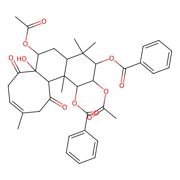 2D Structure of [(1S,2R,3S,4R,5R,7R,9S,10S,13Z)-4,9-diacetyloxy-3-benzoyloxy-10-hydroxy-2,6,6,14-tetramethyl-11,16-dioxo-5-tricyclo[8.6.0.02,7]hexadec-13-enyl] benzoate