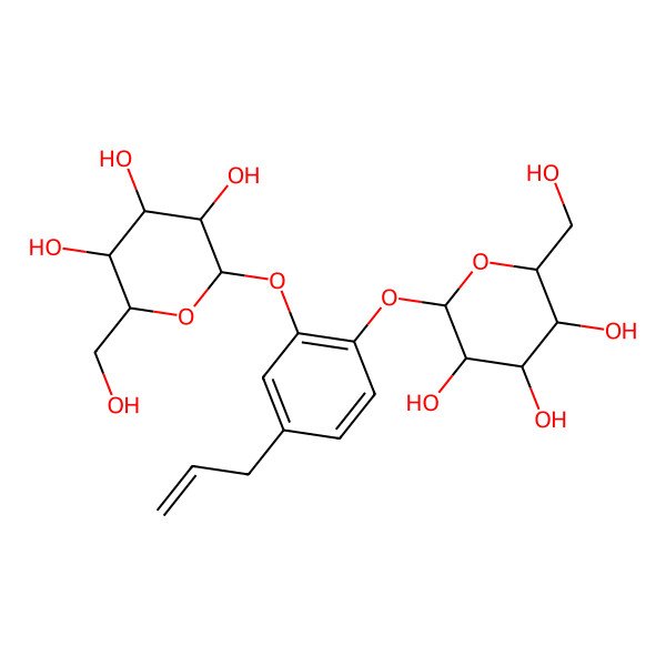 2D Structure of 2-(Hydroxymethyl)-6-[4-prop-2-enyl-2-[3,4,5-trihydroxy-6-(hydroxymethyl)oxan-2-yl]oxyphenoxy]oxane-3,4,5-triol