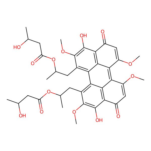 2D Structure of [(2R)-1-[3,10-dihydroxy-12-[(2R)-2-(3-hydroxybutanoyloxy)propyl]-2,6,7,11-tetramethoxy-4,9-dioxoperylen-1-yl]propan-2-yl] 3-hydroxybutanoate
