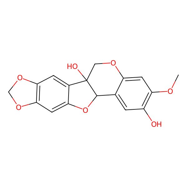 2D Structure of (1R,12R)-16-methoxy-5,7,11,19-tetraoxapentacyclo[10.8.0.02,10.04,8.013,18]icosa-2,4(8),9,13,15,17-hexaene-1,15-diol