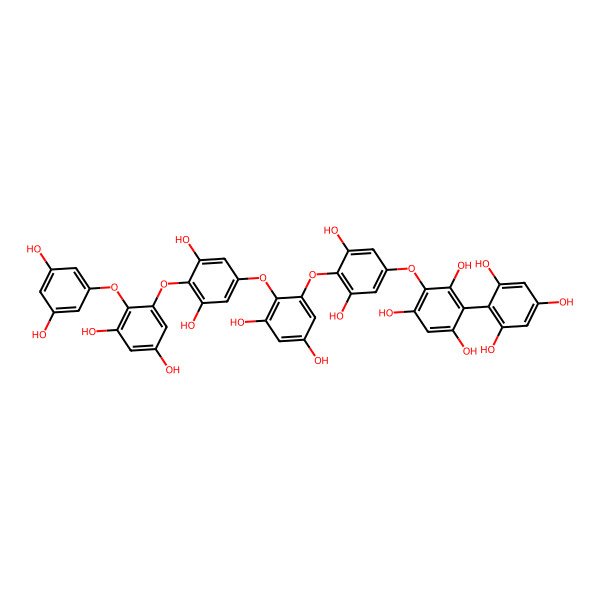 2D Structure of 2-[4-[2-[4-[2-(3,5-Dihydroxyphenoxy)-3,5-dihydroxyphenoxy]-3,5-dihydroxyphenoxy]-3,5-dihydroxyphenoxy]-3,5-dihydroxyphenoxy]-4-(2,4,6-trihydroxyphenyl)benzene-1,3,5-triol