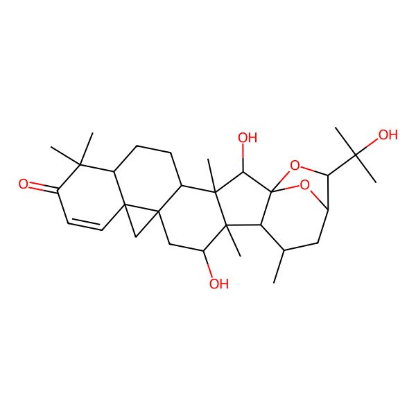 2D Structure of 2,16-Dihydroxy-22-(2-hydroxypropan-2-yl)-3,8,8,17,19-pentamethyl-23,24-dioxaheptacyclo[19.2.1.01,18.03,17.04,14.07,12.012,14]tetracos-10-en-9-one