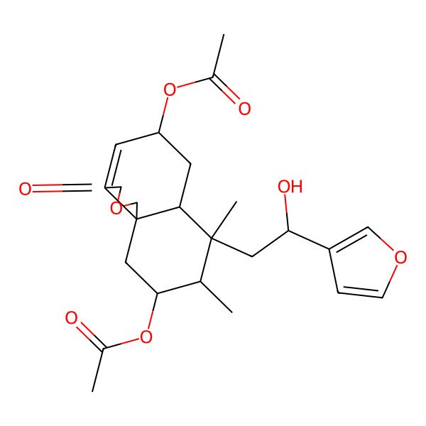 2D Structure of [9-acetyloxy-7-[2-(furan-3-yl)-2-hydroxyethyl]-7,8-dimethyl-3-oxo-5,6,6a,8,9,10-hexahydro-1H-benzo[d][2]benzofuran-5-yl] acetate