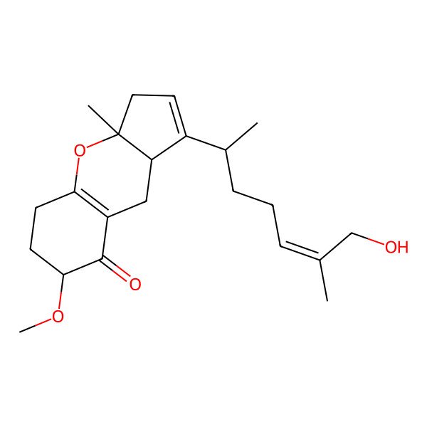2D Structure of 1-(7-Hydroxy-6-methylhept-5-en-2-yl)-7-methoxy-3a-methyl-3,5,6,7,9,9a-hexahydrocyclopenta[b]chromen-8-one