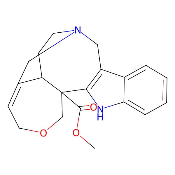2D Structure of methyl (12S,18S)-14-oxa-1,10-diazapentacyclo[15.3.1.03,11.04,9.012,18]henicosa-3(11),4,6,8,16-pentaene-12-carboxylate