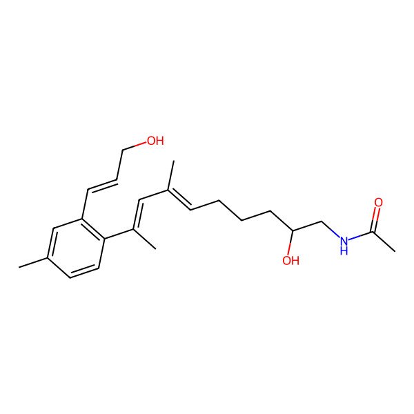 2D Structure of N-[(2S,6E,8Z)-2-hydroxy-9-[2-[(E)-3-hydroxyprop-1-enyl]-4-methylphenyl]-7-methyldeca-6,8-dienyl]acetamide