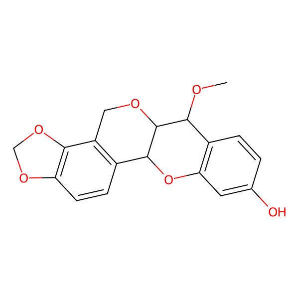 2D Structure of (1S,13S,14S)-14-methoxy-6,8,12,21-tetraoxapentacyclo[11.8.0.02,10.05,9.015,20]henicosa-2(10),3,5(9),15(20),16,18-hexaen-18-ol