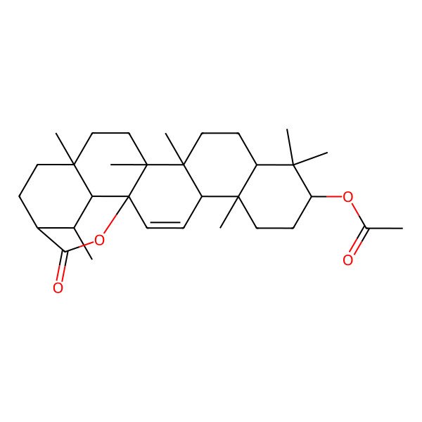 2D Structure of (5,9,9,13,14,17,21-Heptamethyl-24-oxo-23-oxahexacyclo[18.2.2.01,14.04,13.05,10.017,22]tetracos-2-en-8-yl) acetate