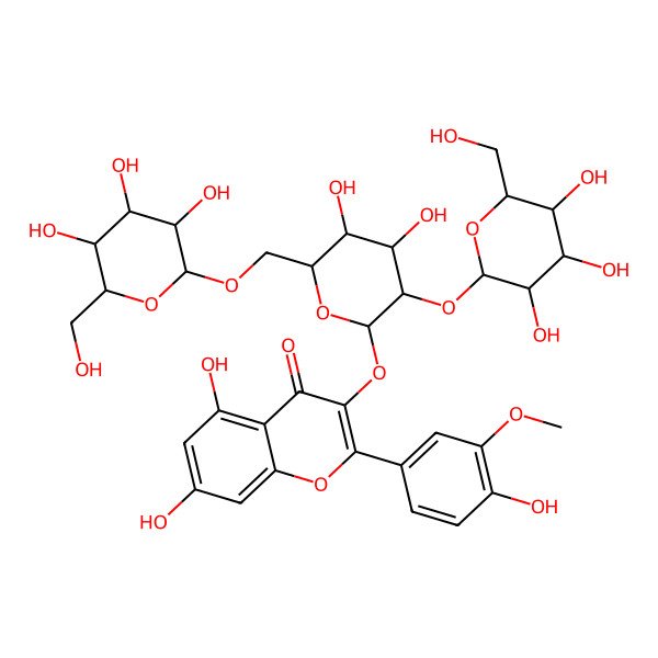 2D Structure of 3-[4,5-Dihydroxy-3-[3,4,5-trihydroxy-6-(hydroxymethyl)oxan-2-yl]oxy-6-[[3,4,5-trihydroxy-6-(hydroxymethyl)oxan-2-yl]oxymethyl]oxan-2-yl]oxy-5,7-dihydroxy-2-(4-hydroxy-3-methoxyphenyl)chromen-4-one