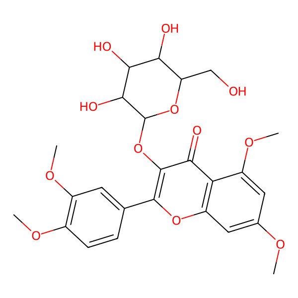 2D Structure of 2-(3,4-Dimethoxyphenyl)-5,7-dimethoxy-3-[3,4,5-trihydroxy-6-(hydroxymethyl)oxan-2-yl]oxychromen-4-one