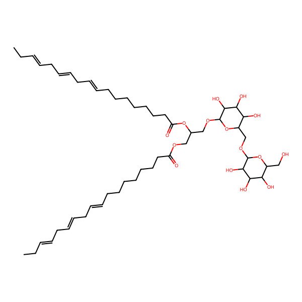 2D Structure of [(2S)-2-[(9Z,12Z,15Z)-octadeca-9,12,15-trienoyl]oxy-3-[(2S,3R,4S,5S,6R)-3,4,5-trihydroxy-6-[[(2R,3R,4R,5S,6R)-3,4,5-trihydroxy-6-(hydroxymethyl)oxan-2-yl]oxymethyl]oxan-2-yl]oxypropyl] (9Z,12Z,15Z)-octadeca-9,12,15-trienoate