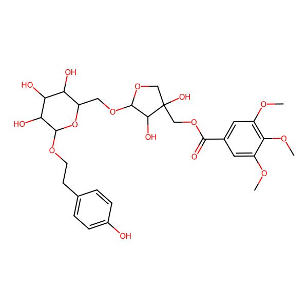 2D Structure of [(3S,4R,5R)-3,4-dihydroxy-5-[[(2S,3R,4R,5R,6S)-3,4,5-trihydroxy-6-[2-(4-hydroxyphenyl)ethoxy]oxan-2-yl]methoxy]oxolan-3-yl]methyl 3,4,5-trimethoxybenzoate