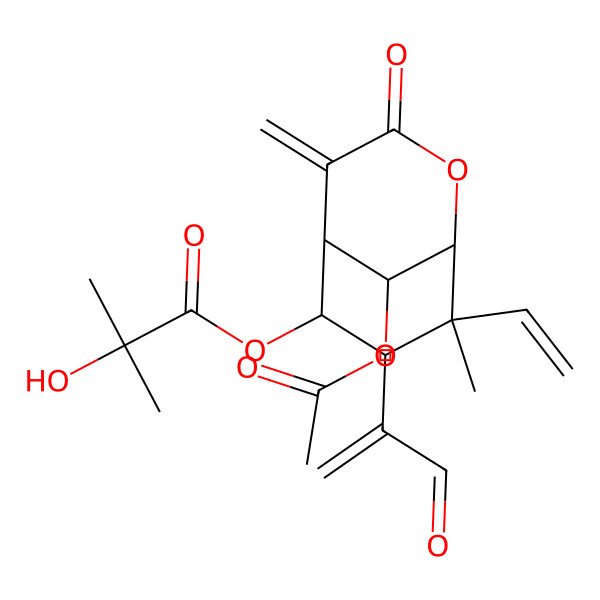 2D Structure of [(1S,5R,6S,7R,8S,9R)-9-acetyloxy-8-ethenyl-8-methyl-4-methylidene-3-oxo-7-(3-oxoprop-1-en-2-yl)-2-oxabicyclo[3.3.1]nonan-6-yl] 2-hydroxy-2-methylpropanoate