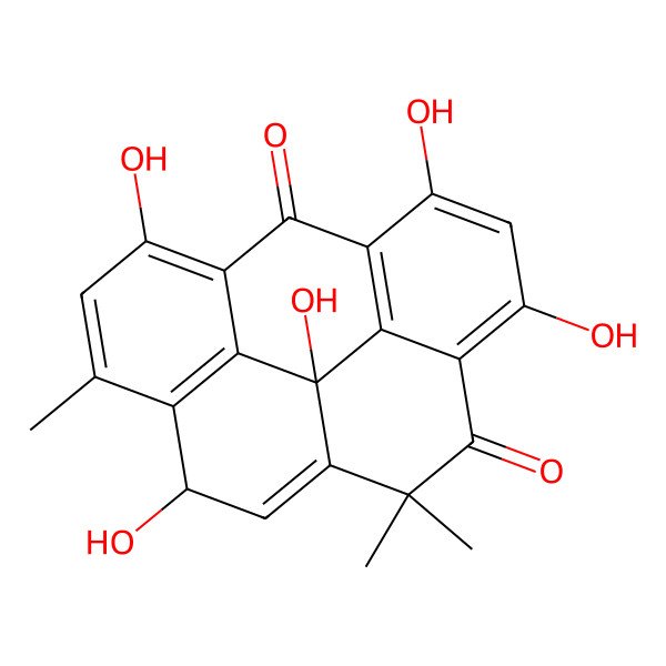 2D Structure of (10S,17R)-2,4,10,14,17-pentahydroxy-7,7,12-trimethylpentacyclo[13.3.1.05,18.08,17.011,16]nonadeca-1(18),2,4,8,11(16),12,14-heptaene-6,19-dione