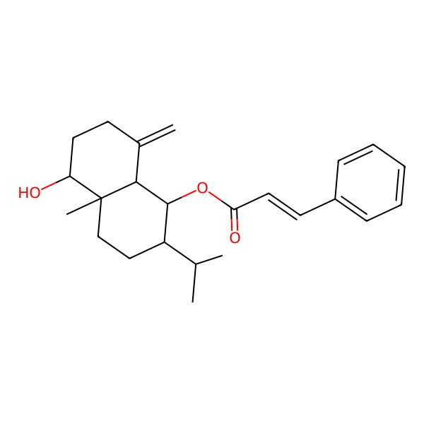 2D Structure of [(1R,2S,4aR,5R,8aS)-5-hydroxy-4a-methyl-8-methylidene-2-propan-2-yl-1,2,3,4,5,6,7,8a-octahydronaphthalen-1-yl] (E)-3-phenylprop-2-enoate