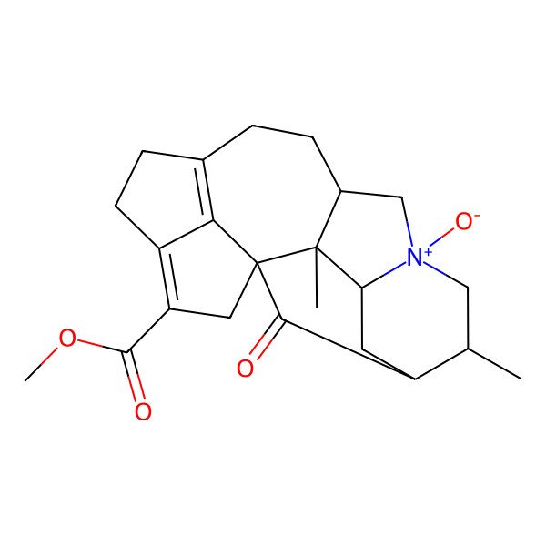 2D Structure of methyl (1R,2S,3R,5R,6S,8R,10S)-2,6-dimethyl-8-oxido-20-oxo-8-azoniahexacyclo[11.5.1.11,5.02,10.03,8.016,19]icosa-13(19),16-diene-17-carboxylate