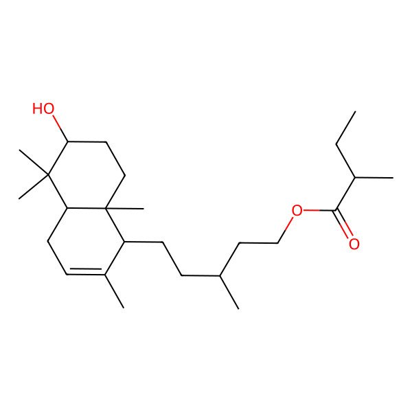 2D Structure of [5-(6-Hydroxy-2,5,5,8a-tetramethyl-1,4,4a,6,7,8-hexahydronaphthalen-1-yl)-3-methylpentyl] 2-methylbutanoate