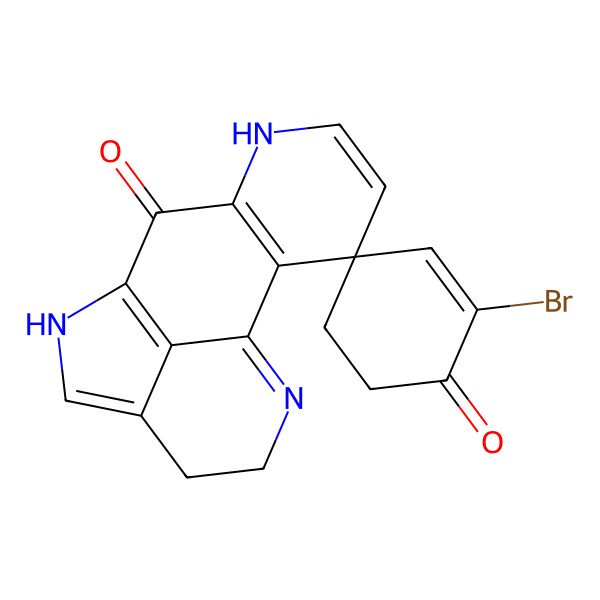 2D Structure of 2'-bromospiro[6,10,15-triazatetracyclo[7.6.1.02,7.012,16]hexadeca-1(15),2(7),4,9(16),11-pentaene-3,4'-cyclohex-2-ene]-1',8-dione