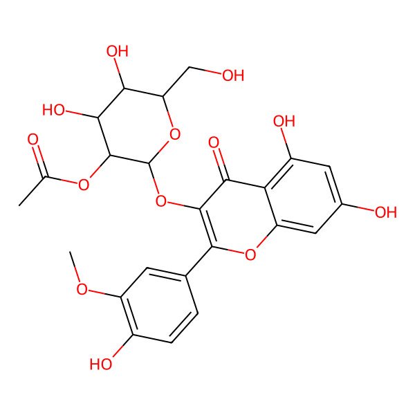 2D Structure of [2-[5,7-Dihydroxy-2-(4-hydroxy-3-methoxyphenyl)-4-oxochromen-3-yl]oxy-4,5-dihydroxy-6-(hydroxymethyl)oxan-3-yl] acetate