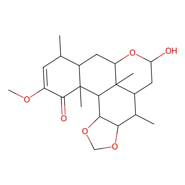 2D Structure of (1S,2S,6S,7R,8S,12R,14S,15S,19S,20S)-10-hydroxy-17-methoxy-7,15,19,20-tetramethyl-3,5,11-trioxapentacyclo[10.7.1.02,6.08,20.014,19]icos-16-en-18-one