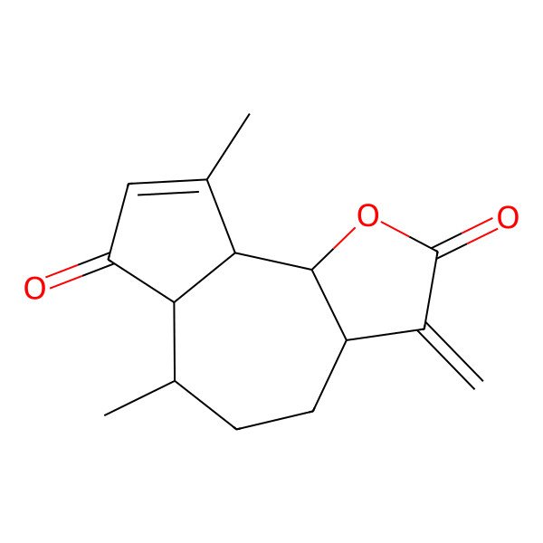2D Structure of (3aS,6S,6aS,9aS,9bR)-6,9-dimethyl-3-methylidene-4,5,6,6a,9a,9b-hexahydro-3aH-azuleno[4,5-b]furan-2,7-dione