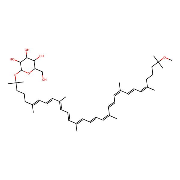 2D Structure of (2R,3S,4S,5R,6S)-2-(hydroxymethyl)-6-[(6E,8E,10E,12E,14E,16E,18E,20E,22Z,24E,26E)-31-methoxy-2,6,10,14,19,23,27,31-octamethyldotriaconta-6,8,10,12,14,16,18,20,22,24,26-undecaen-2-yl]oxyoxane-3,4,5-triol