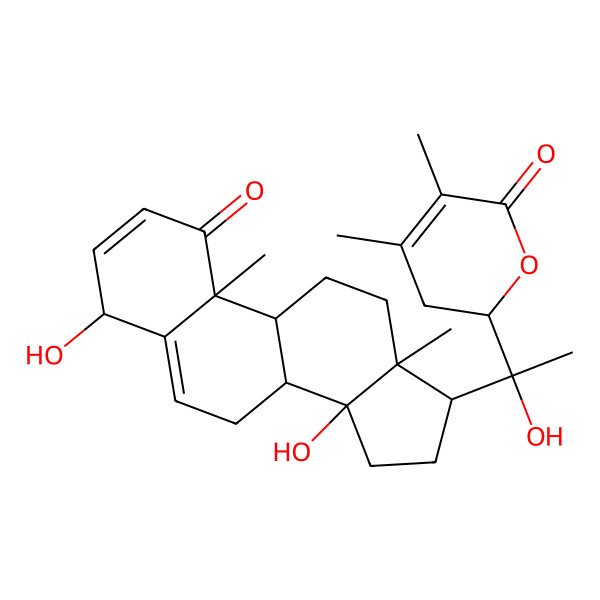2D Structure of 2-[1-(4,14-dihydroxy-10,13-dimethyl-1-oxo-7,8,9,11,12,15,16,17-octahydro-4H-cyclopenta[a]phenanthren-17-yl)-1-hydroxyethyl]-4,5-dimethyl-2,3-dihydropyran-6-one