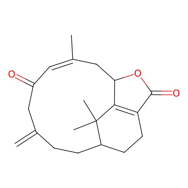 2D Structure of (1S,3E,10S)-3,17,17-trimethyl-7-methylidene-15-oxatricyclo[8.5.2.013,16]heptadeca-3,13(16)-diene-5,14-dione